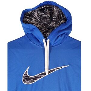Nike Therma-FIT Mens XL Blue Pullover Hoodie Swoosh Logo 657533-480